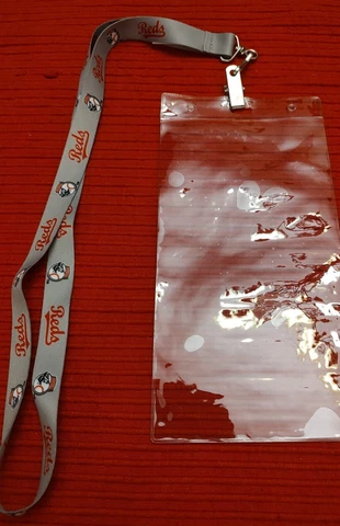Cincinnati Reds Mr. Red legs Lanyard w/ Clear Ticket Holder Reds Fest Cover