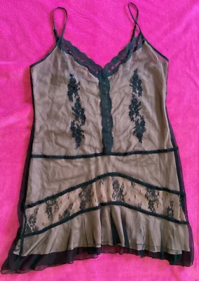 Lencería vintage de la dinastía California para mujer talla L vestido de encaje negro forrado Foto 1 de 4