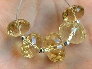 10-12mm. Eye Clean Zitronenquarz facettierte Rondelle Laser geschnitten Perlen (5 Stück) - Bild 1 von 10