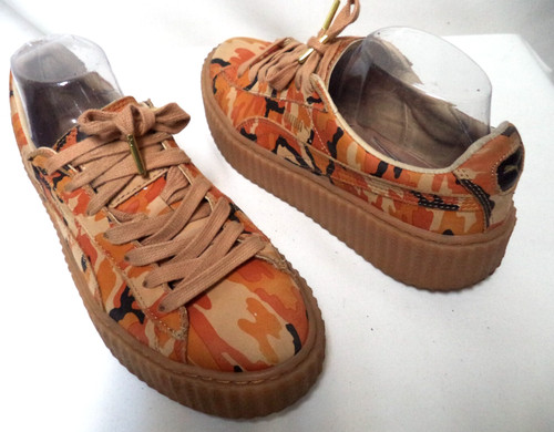 Sneakers Puma X Fenty Rihanna Creeper in pelle mimetica arancione marrone plateau taglia 9