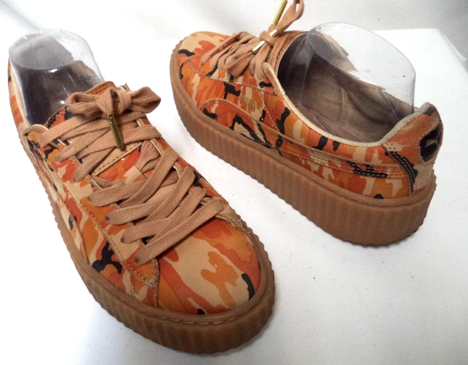 Zapatillas Puma X Fenty Rihanna Creeper Cuero Camufladas Naranja Tostado Plataforma Talla 9 Foto 1 de 4