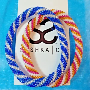 Par de Pulseras Sashka - Talla Original - "Púrpura Puesta de Sol/Cielo Diamante" - Nuevas - Imagen 1 de 5