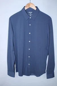 Camicia elegante uomo Rhone blu navy bianca manica lunga vestibilità classica taglia media - Foto 1 di 9