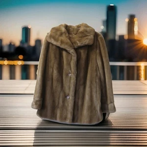 VINTAGE 1980's DUBROWSKY PERLBINDER TISSAVEL FRANCE LADIES FAUX FUR COAT SIZE 10 - Picture 1 of 16