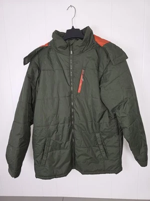 XPBX Basics Men's Green L Puffer Jacket  detachable Hood In Excellent Condition - Image 1 of 4