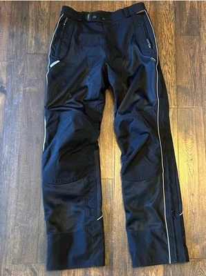 Calça de motocicleta Olympia Moto Sports feminina malha têxtil preta almofadas armaduras tamanho 8 - Imagem 1 de 4