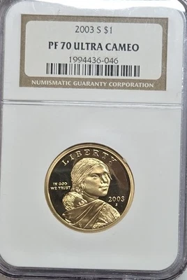 2003 S Sacagawea Dollar NGC PR70 Ultra Cameo  Perfect Coin #A-327 - Image 1 of 2