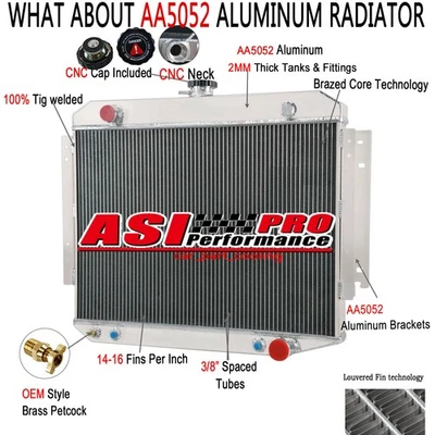 3Rows Aluminum Radiator For 1971-1979 74 Dodge B/D/W 100 150 200 300 V8 5.2|5.9L - Изображение 1 из 4