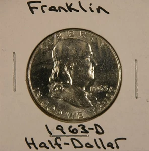 1963-D Franklin Half Dollar (.900 Silver) **Mint State** Condition - Picture 1 of 2