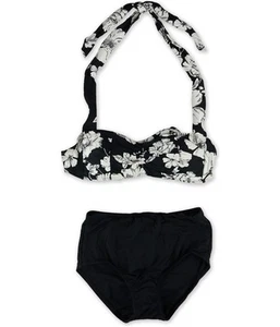 Anne Cole Womens Floral Brief 2 Piece Bikini, Black, X-Small - Picture 1 of 1