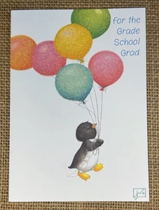 Gibson Pinguin Luftballons Grundschule Abschluss Grußkarte Twee bunt - Bild 1 von 5