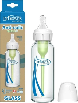 Natural Flow Options + Narrow Glass Baby Bottle, Clear, Single, 250ml - image 1 of 4