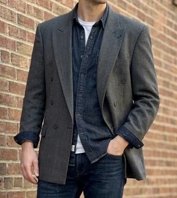 Blazer Ron Chereskin Hombre Clásico Gris Talla 44R 100% Lana Foto 1 de 4