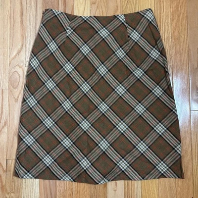 Villager на Liz Claiborne клетку трапециевидная юбка длиной до колена размер 6 коричневый оранжевый - Изображение 1 из 4