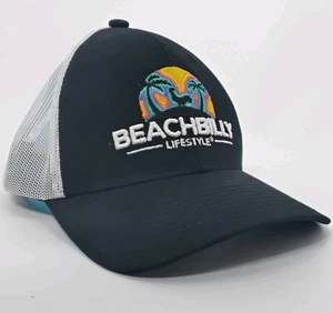 BeachBilly Lifestyle Trucker Hat Black On White Mesh Adjustable - Picture 1 of 7