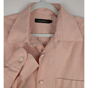 Ermenegildo Zegna Oberhemd Herren L Langarm Knopfleiste orange pfirsich kariert - Bild 1 von 8