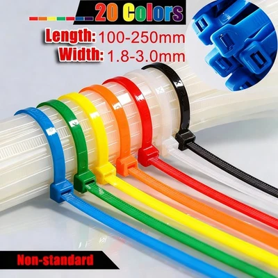 Small Colorful Cable Ties Zip Tie Wraps Nylon Plastic 1.8mm 2mm 2.7mm 3mm Width - Image 1 of 4