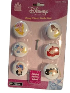 New X6 Vintage 2005 Walt Disney Princesses Ceramic Door Drawer Knobs 1.25" NOS - Picture 1 of 10
