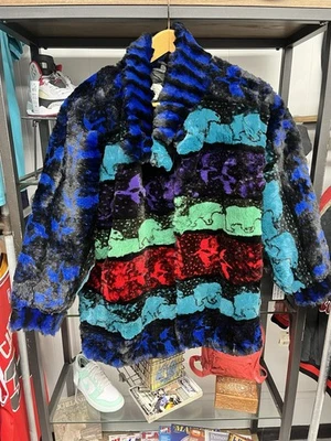 Vintage 1980s Multi-Color Real Rabbit Fur Jacket Size Small - Image 1 of 4