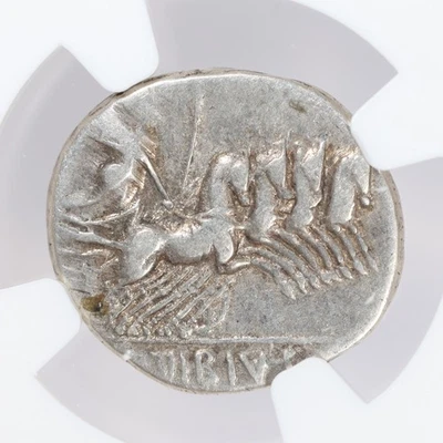 C. Vib. C.f. Pansa AR Denarius Roman Republic Silver Coin 90 BC NGC Ch F - Image 1 of 4