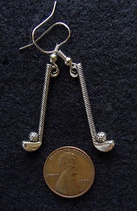 Golf Clubs with Ball - GOLF themed Earrings Jewelry - Retro Art Deco look  - Picture 1 of 6