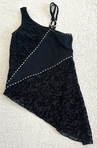 Y2K Top Medium Witchy Whimsical Goth Fairy Grunge Asymmetric Velvet Burnout - Picture 1 of 19