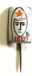 UdSSR Vintage handbemalte Pinback Große Oktoberrevolution Sowjetarmee Budenovka - Bild 1 von 4
