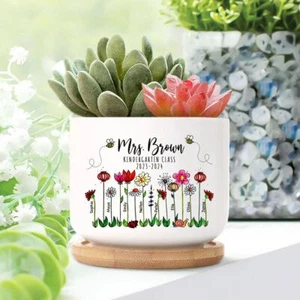 Thank You Teacher With Children Name Pot Custom Wildflower Plant Pot For Teacher - Picture 1 of 8