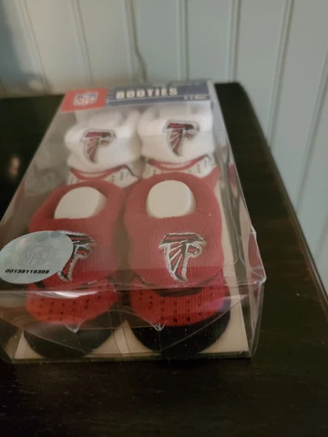 Reebok Official NFL Atlanta Falcons Baby Booties 0-3 Mos. 2 Pairs New in Box Cover