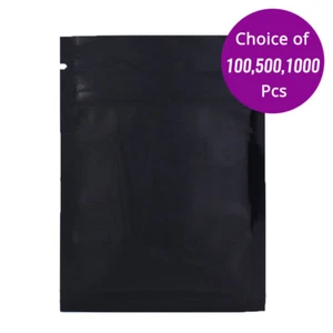 3x4in Both Sided Glossy Black Foil Mylar Reclosable Zip Seal Bags w/ Machine B08 - Picture 1 of 14