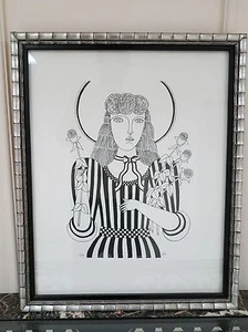 Shiego Okumura signed Oku, Black white female Lithograph Japanese artist framed - Picture 1 of 11