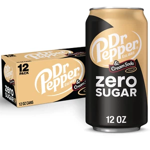 Dr Pepper & Cream Zero Sugar Soda Pop, 12 Fl Oz, 12 Pack Cans - Picture 1 of 12