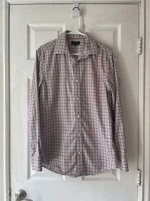 Camisa de vestir banana republic sin hierro calce ajustado mediana con cuello para hombre marrón a cuadros Foto 1 de 4