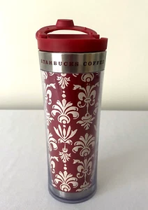 Taza térmica aislada de viaje Starbucks 2009 roja blanca flor de lis - Imagen 1 de 4
