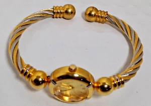 Reloj Mujer 23mm/23K Oro Placa Cuerda Borde Puño Abierto Brazalete Banda Batería Nueva - Imagen 1 de 8