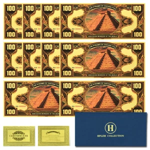 Mexico Chichen Itza 10pcs in Envelope 2007 New Seven Wonders Gold Foil Banknotes - Picture 1 of 5