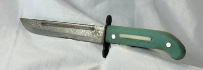 Cuchillo Doug McKinney 1981 hoja fija caza mango azul Foto 1 de 4