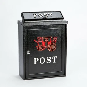 Aluminium, Lockable Mailbox / Letterbox with Stage Coach / Horse Carriage Motif - Picture 1 of 1