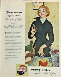 De colección 1953 Pepsi-Cola anuncio impreso tapa de botella vintage - Imagen 1 de 2