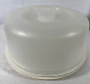 Tupperware Cake Pie Taker 1695-2 Lid / 1710-2 Bottom White Plate - Picture 1 of 3