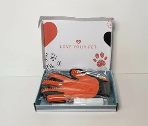 Pet Care Premium Grooming Gloves Orange Bonus Washable Lint Roller - Picture 1 of 12