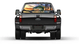 BASS seabass FISHING Rear Window Perf Graphic Decal Tint Sticker Trucks Cars - Picture 1 of 5
