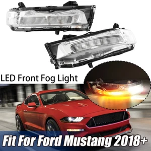 Left+Right Side LED Front Fog Light DRL w/Turn Signal For 2018-2020 Ford Mustang - Bild 1 von 10