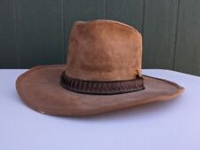 Vtg Stetson Cowboy Hat Suede Fedora W Leather Band Sz 7 3/8 United Hatters Cap