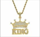 Hiphop king pendant necklace with shiny diamond KING CROWN necklace 22inches