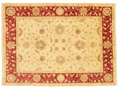 Afghan Chobi Ziegler Carpet Hand Knotted 150x200 Beige Floral Pattern - Image 1 of 4