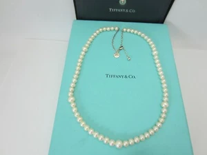 Tiffany & Co. Ziegfeld Cultured Pearl Necklace 7.75 to 6 mm. 20 to 16.5 in. - Picture 1 of 15