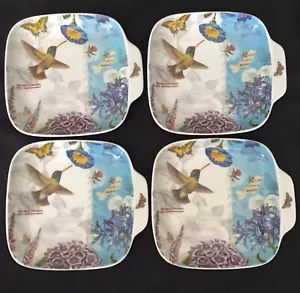 4 Portmeirion Botanic Hummingbird Canape Appetizer Plates 7” - Picture 1 of 4