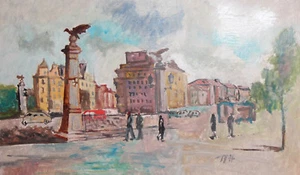 Vintage impressionist oil painting cityscape signed - Bild 1 von 12