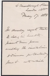 Thomas Henry Huxley (1825-95), biólogo, carta autógrafo en tercera persona - Imagen 1 de 2